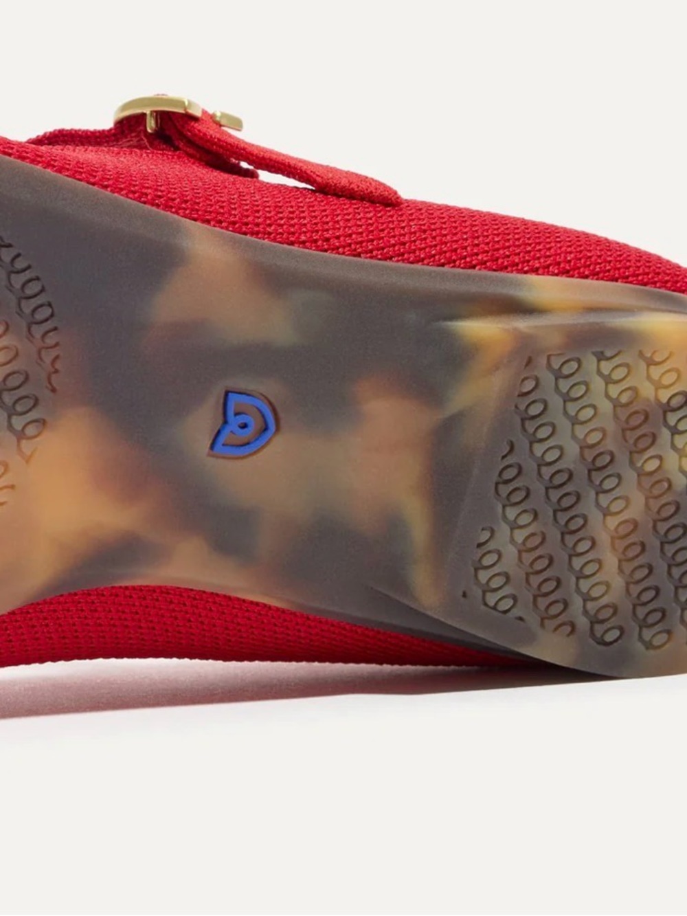 Rothy's Red Knit Flat with Tortoiseshell Sole Accent